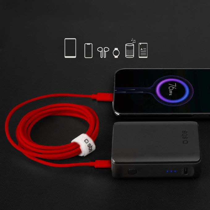 Kabel USB-C/USB-C, 60W, PD, 1.5m, Czerwony, Red, SBS