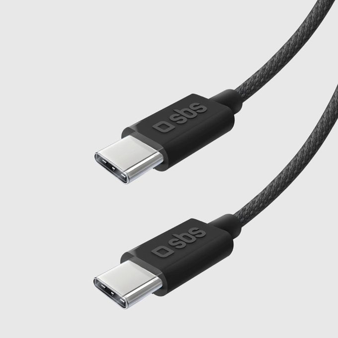 Kabel USB-C/USB-C, 60W, PD, 1.5m, Czarny, Black, SBS