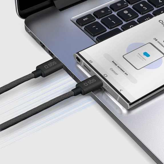 Kabel USB-C/USB-C, 60W, PD, 1.5m, Czarny, Black, SBS