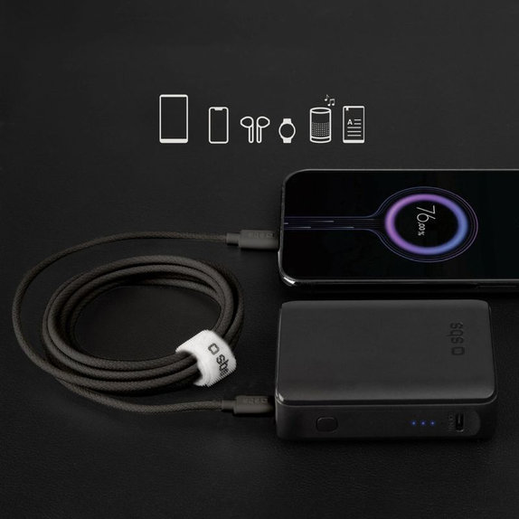 Kabel USB-C/USB-C, 60W, PD, 1.5m, Czarny, Black, SBS