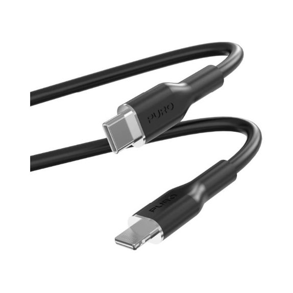 Kabel USB-C / MFI Lightning, 12W, Soft, 1,5 m, czarny, black, PURO