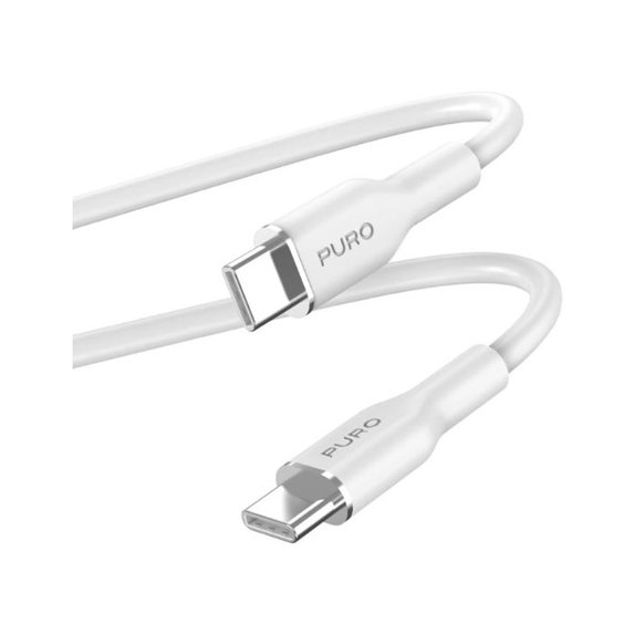 Kabel USB-C / USB-C, 60W, Soft, 1,5 m, Biały, White, PURO