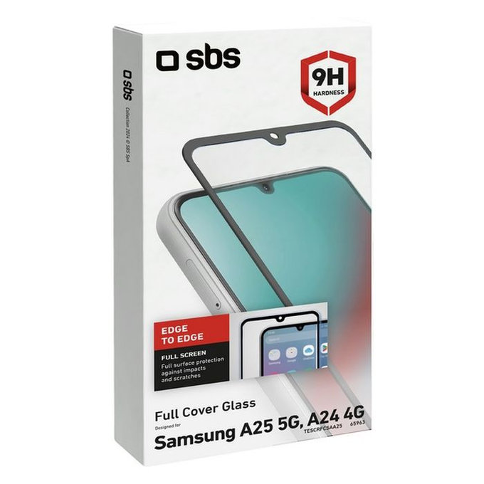 Szkło hartowane do Samsung A25 5G, Czarny, Black, Full Cover, SBS
