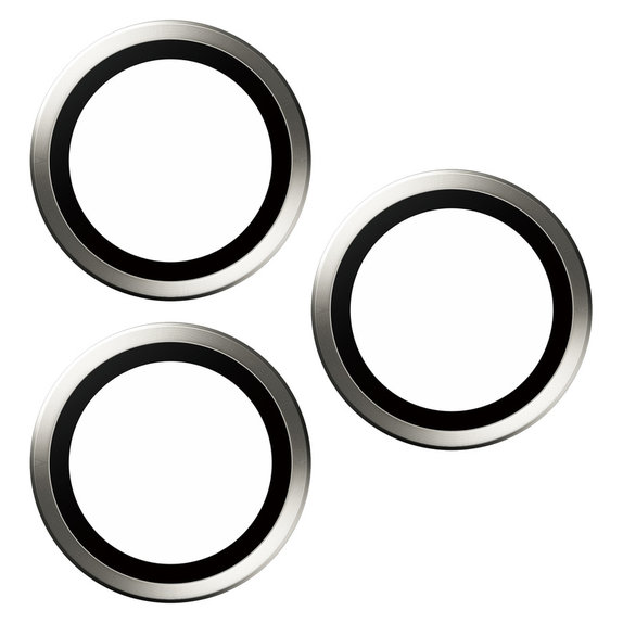 Osłona obiektywu aparatu Hoops do iPhone 15 Pro/15 Pro Max, White Metal, PanzerGlass