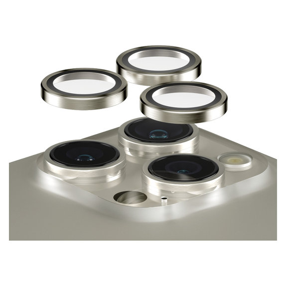Osłona obiektywu aparatu Hoops do iPhone 15 Pro/15 Pro Max, Natural Metal, PanzerGlass