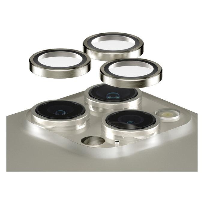 Osłona obiektywu aparatu Hoops do iPhone 15 Pro/15 Pro Max, Natural Metal, PanzerGlass