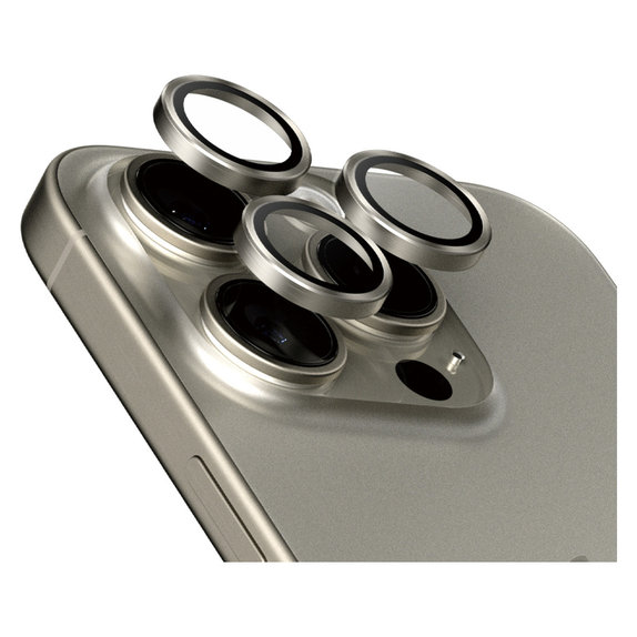 Osłona obiektywu aparatu Hoops do iPhone 15 Pro/15 Pro Max, Natural Titanium, PanzerGlass