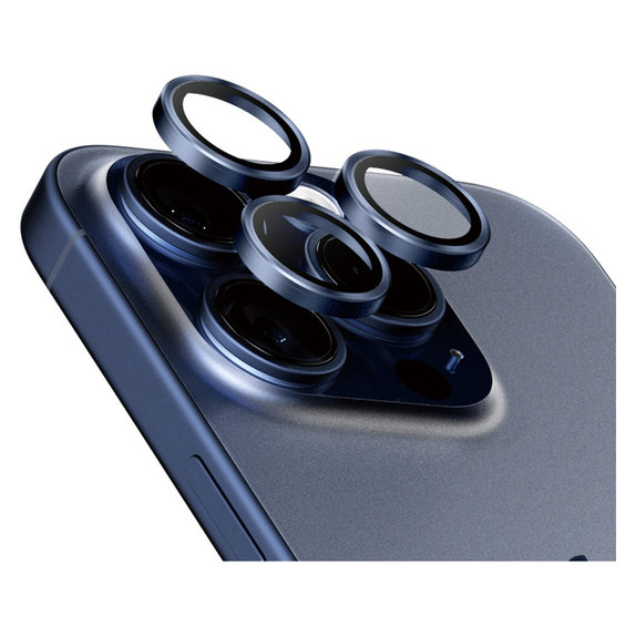 Osłona obiektywu aparatu Hoops do iPhone 15 Pro/15 Pro Max, Blue Titanium, PanzerGlass