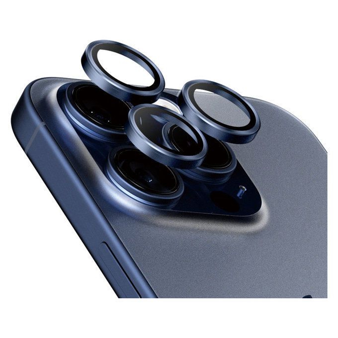 Osłona obiektywu aparatu Hoops do iPhone 15 Pro/15 Pro Max, Blue Titanium, PanzerGlass