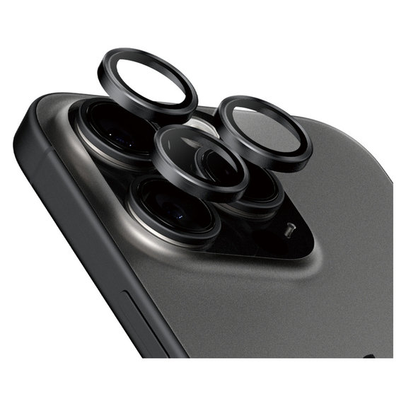 Osłona obiektywu aparatu Hoops do iPhone 15 Pro/15 Pro Max, Black Titanium, PanzerGlass