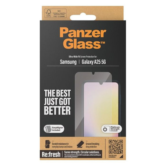 Szkło hartowane Re:fresh UWF z aplikatorem do Samsung A25 5G, czarny, black, PanzerGlass