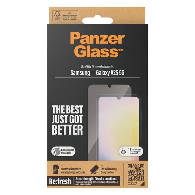 Szkło hartowane Re:fresh UWF z aplikatorem do Samsung A25 5G, czarny, black, PanzerGlass
