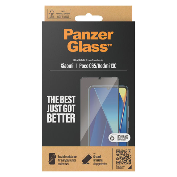 Szkło hartowane UWF do Xiaomi Redmi 13C, Czarne, PanzerGlass