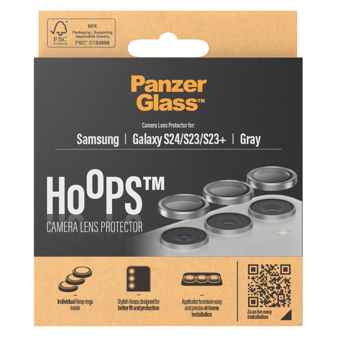Osłona obiektywu aparatu Hoops do Samsung Galaxy S24/S23/S23+, Szare, PanzerGlass