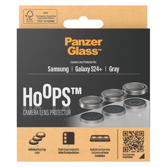 Osłona obiektywu aparatu Hoops do Samsung Galaxy S24+, Szare, PanzerGlass