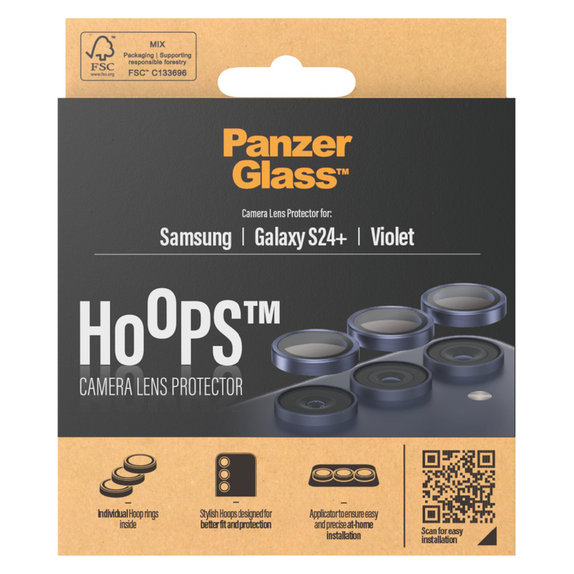 Osłona obiektywu aparatu Hoops do Samsung Galaxy S24+, Fioletowe, PanzerGlass