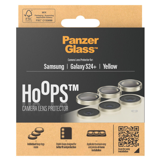 Osłona obiektywu aparatu Hoops do Samsung Galaxy S24+, Żółte, PanzerGlass