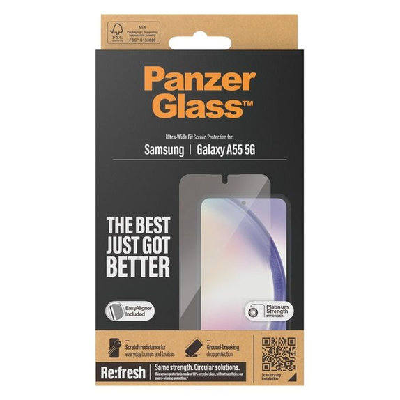 Szkło hartowane Re:fresh UWF z aplikatorem do Samsung A55 5G, czarny, black, PanzerGlass