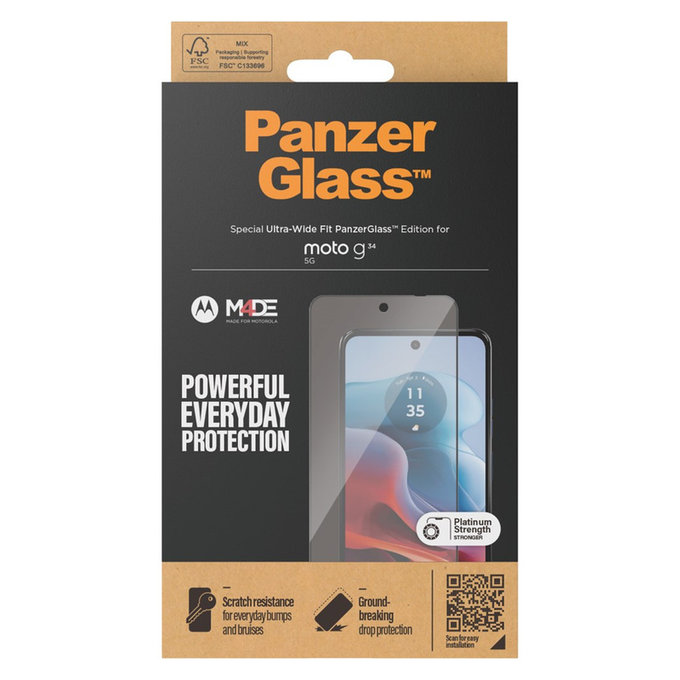 Szkło hartowane UWF do Motorola Moto G34, Czarne, PanzerGlass