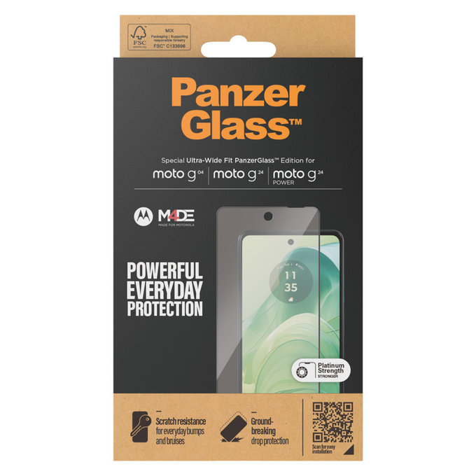 Szkło hartowane UWF do Motorola Moto G04/E14/G24 Power, Czarne, PanzerGlass
