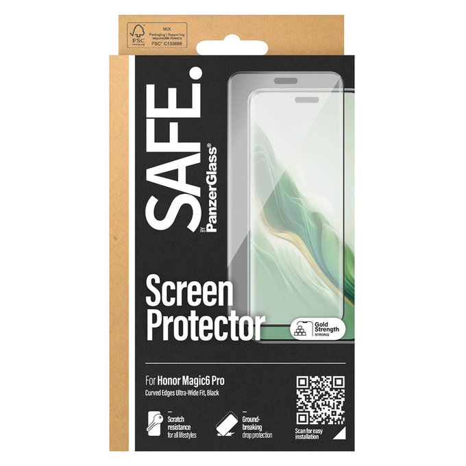 Szkło hartowane UWF do Honor Magic6 Pro, Czarne, SAFE by PanzerGlass