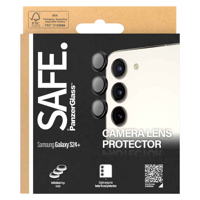 Osłona obiektywu aparatu do Samsung Galaxy S24/S23/S23+, Czarne, SAFE by PanzerGlass