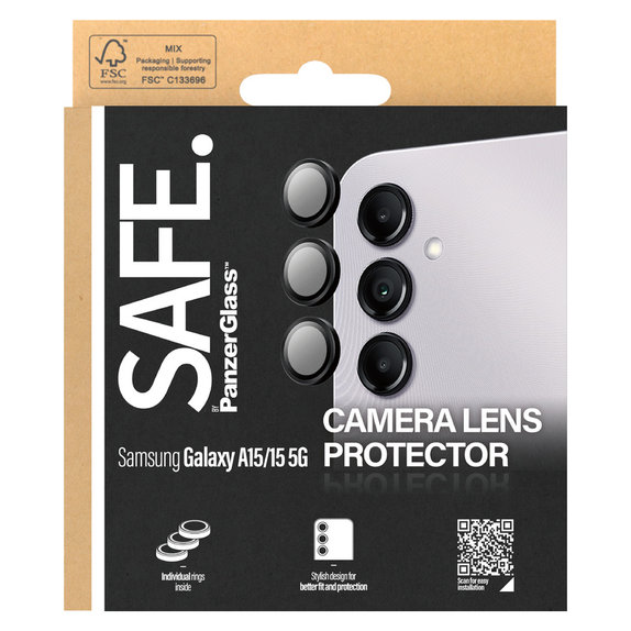 Osłona obiektywu aparatu do Samsung Galaxy A15/A15 5G, Czarne, SAFE by PanzerGlass