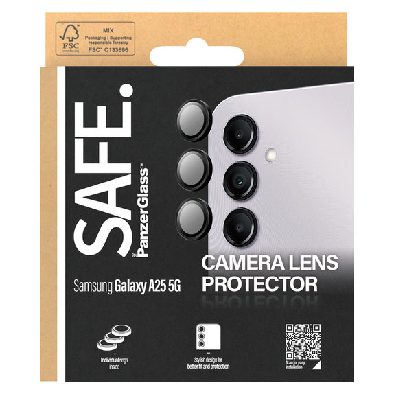 Osłona obiektywu aparatu do Samsung Galaxy A25 5G, Czarne, SAFE by PanzerGlass