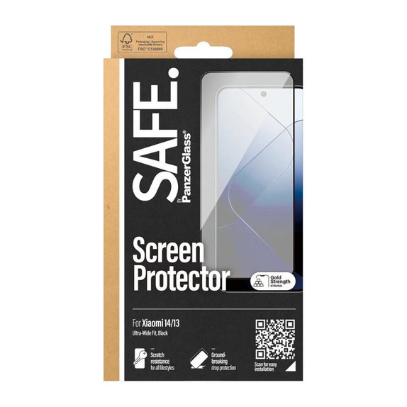 Szkło hartowane UWF do Xiaomi 14/13, Czarne, SAFE by PanzerGlass