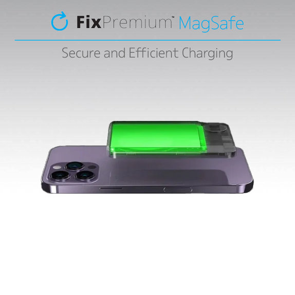 PowerBank MagSafe z LCD 10 000mAh, czarny, black, FixPremium