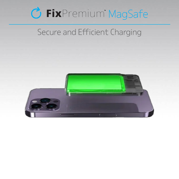 PowerBank MagSafe z LCD 10 000mAh, czarny, black, FixPremium