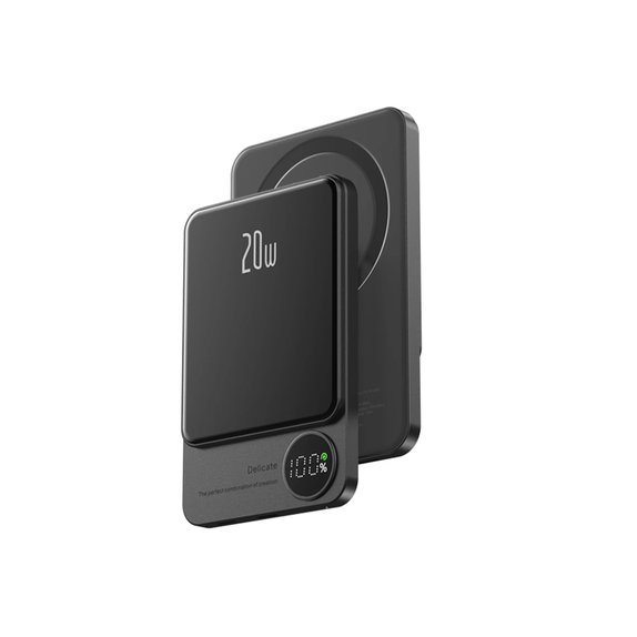 PowerBank MagSafe z LCD 10 000mAh, czarny, black, FixPremium