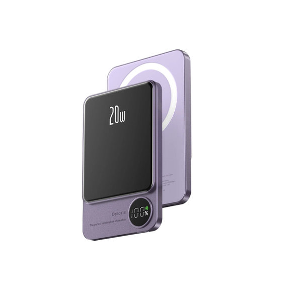 PowerBank MagSafe z LCD 5000mAh, Fioletowy, Purple, FixPremium
