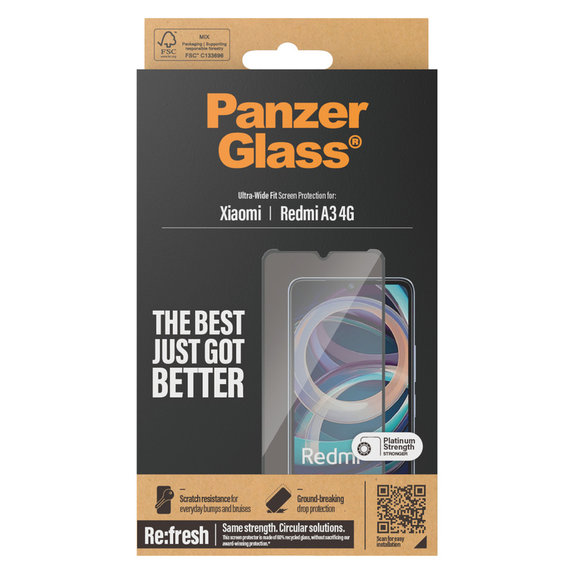 Szkło hartowane UWF AB do Xiaomi Redmi A3, Čierne, PanzerGlass