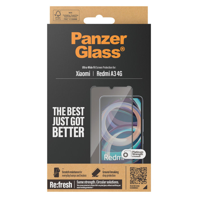 Szkło hartowane UWF AB do Xiaomi Redmi A3, Čierne, PanzerGlass