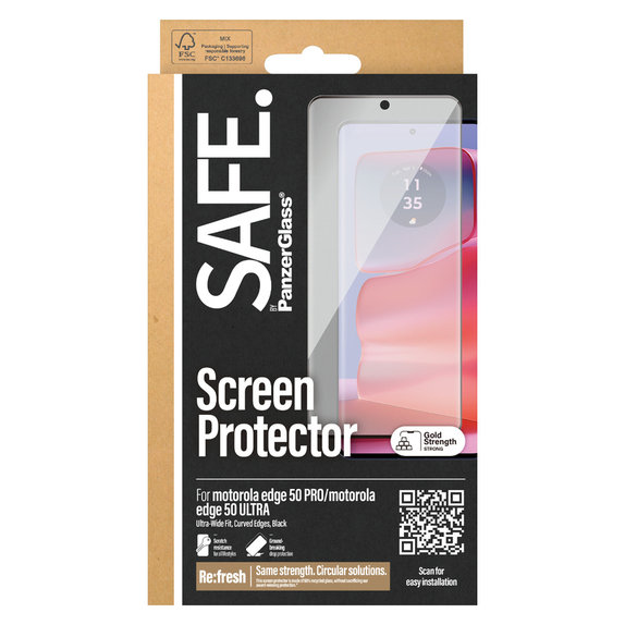 Szkło hartowane UWF do Motorola Edge 50 Pro, Czarne, SAFE by PanzerGlass