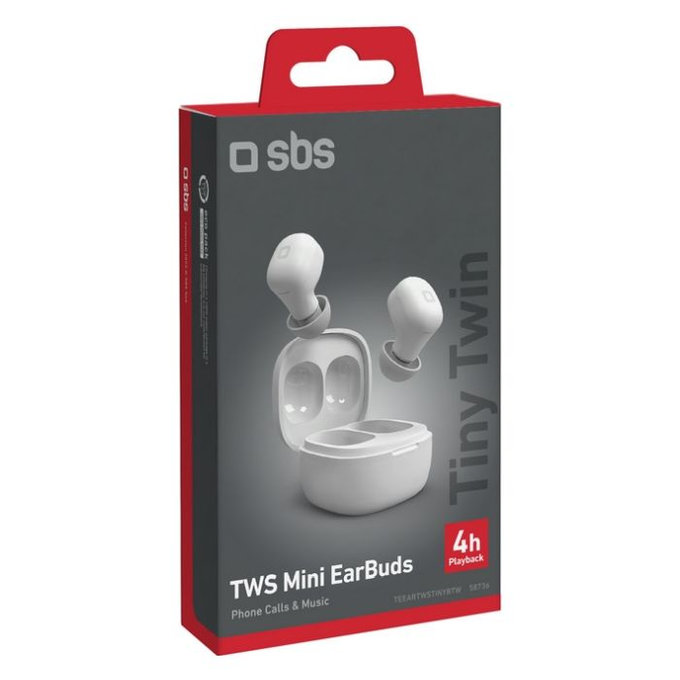 Słuchawki bezprzewodowe TWS Mini, biały, white, SBS