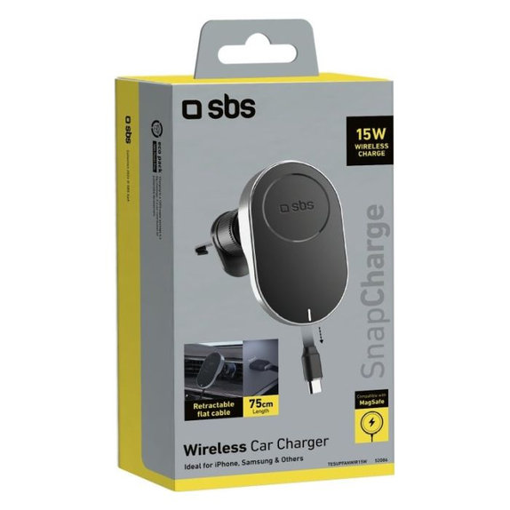 Uchwyt samochodowy z ramieniem i MagSafe, 15W, Czarny, Black, SBS