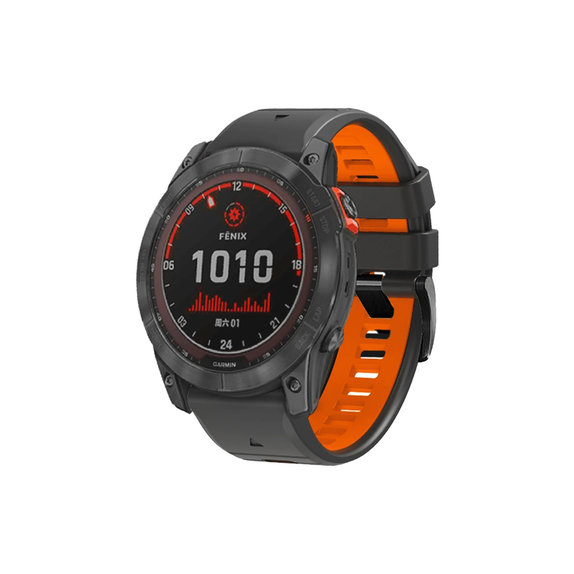 Pasek silikonowy dwukolorowy do Garmin, QuickFit 26mm, Szary, Gray, FixPremium