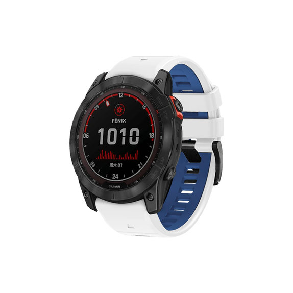 Pasek silikonowy dwukolorowy do Garmin, QuickFit 22mm, Biały, White, FixPremium
