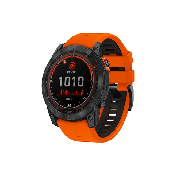 Pasek silikonowy dwukolorowy do Garmin, QuickFit 26mm, Pomarańczowy, Orange, FixPremium