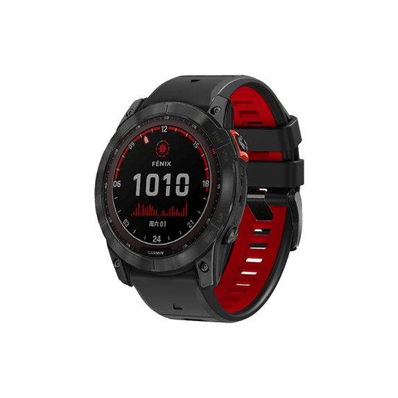 Pasek silikonowy dwukolorowy do Garmin, QuickFit 20mm), Czarny, Black, FixPremium