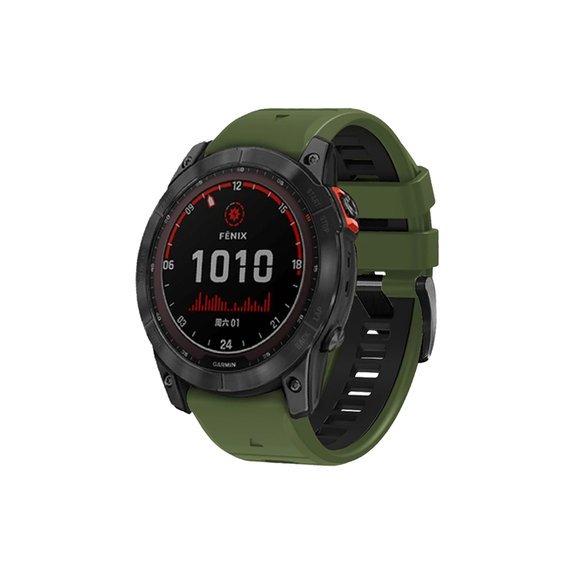 Pasek silikonowy dwukolorowy do Garmin, QuickFit 26mm), Dark Green, FixPremium