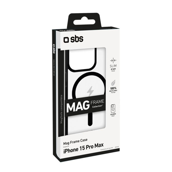 Etui z MagSafe do iPhone 15 Pro Max, Mag Frame, Czarny, Black, SBS