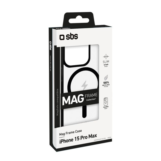 Etui z MagSafe do iPhone 15 Pro Max, Mag Frame, Czarny, Black, SBS