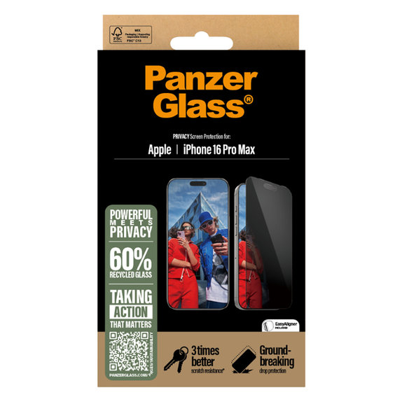 Szkło hartowane prywatne do iPhone 16 Pro Max, Ultra-Wide Fit