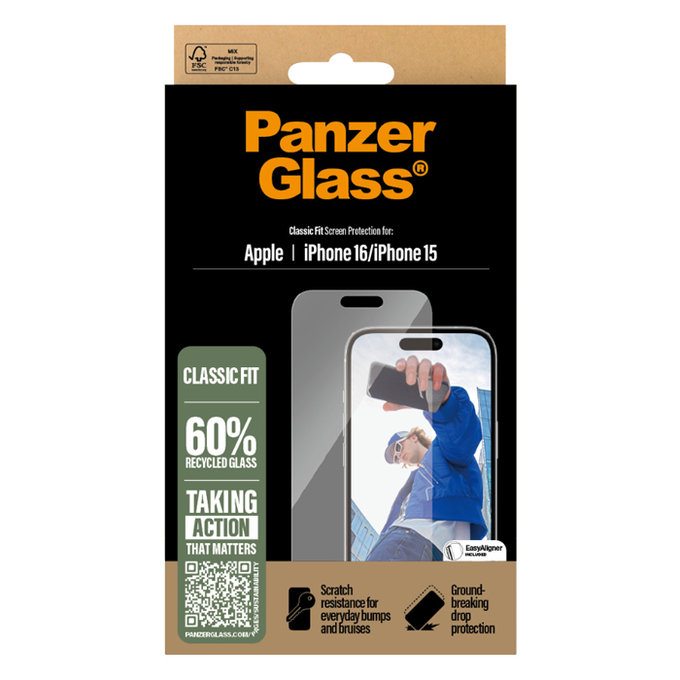 Szkło hartowane do iPhone 16, Przezroczysty, Transparent, PanzerGlass
