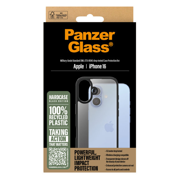 Etui do iPhone 16, HardCase, Czarny, Black, PanzerGlass