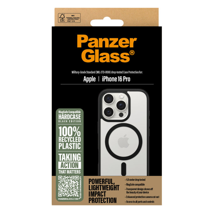Etui z MagSafe do iPhone 16, HardCase, Czarny, Black, PanzerGlass