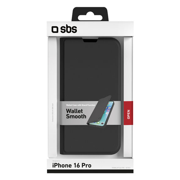 Etui do iPhone 16 Pro, Book Wallet Smooth, Czarny, Black, SBS